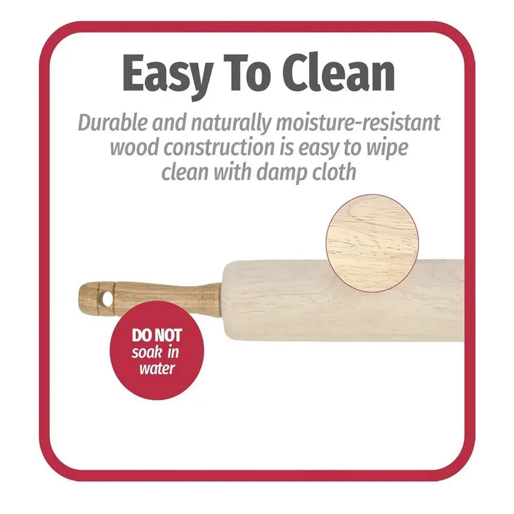 GoodCook Classic Wooden Rolling Pin with Easy Roll Bearings